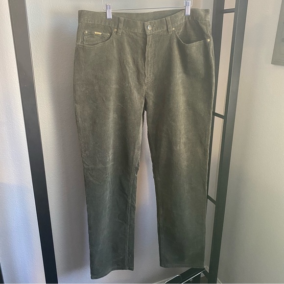 NWT Lauren Ralph Lauren Womens‎ Olive Corduroy Mid Rise Leg Ankle Pants Size 16 - Picture 1 of 7